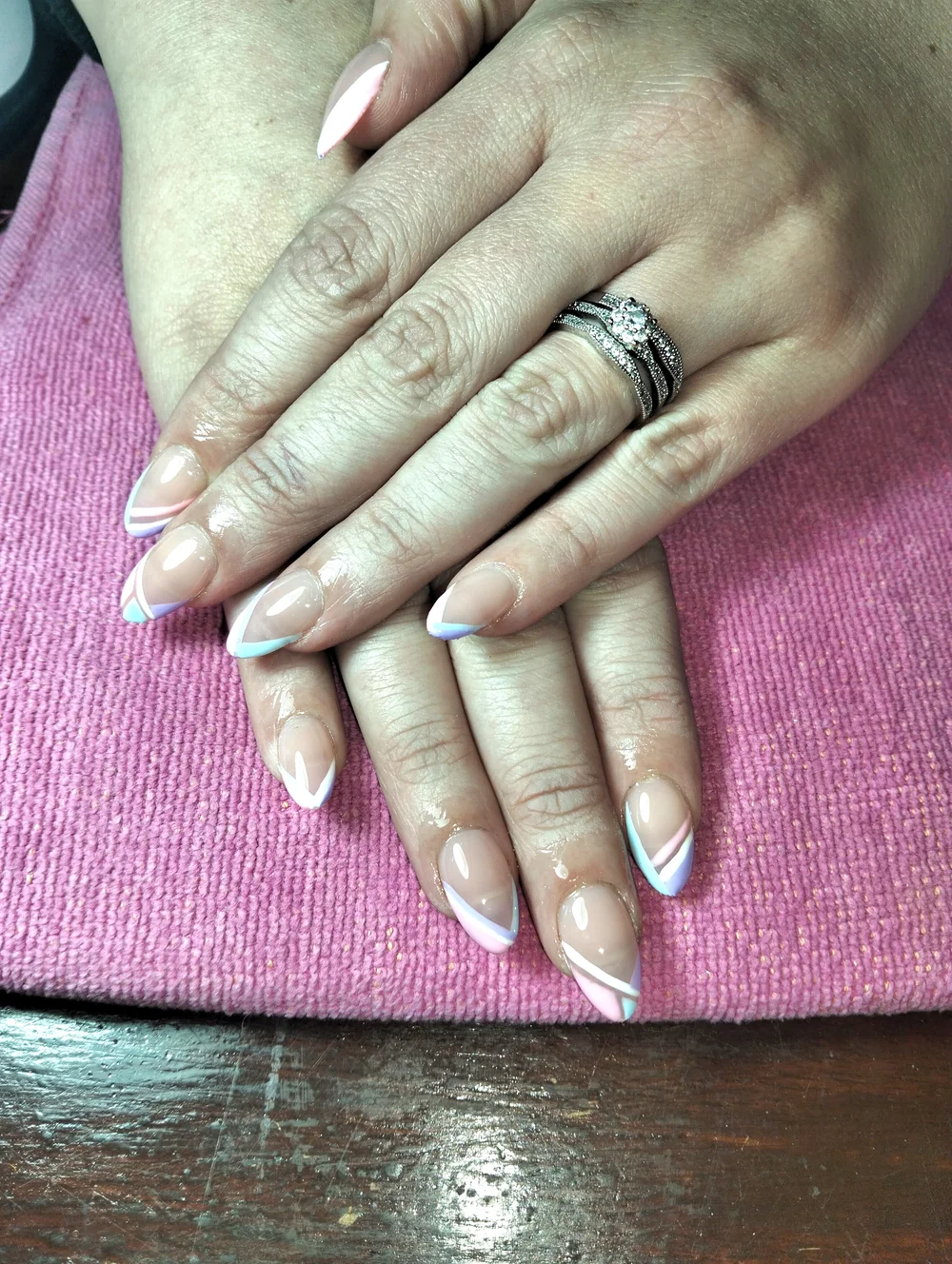 Classic nude almond-shaped nails